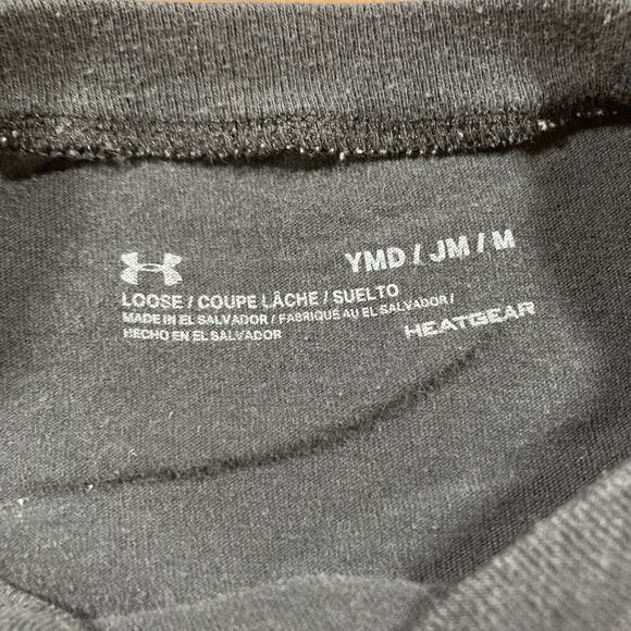 Under Armour Heat Gear T-Shirt  (Youth size M) • Loose Cotton • Black • EUC - Picture 3 of 4